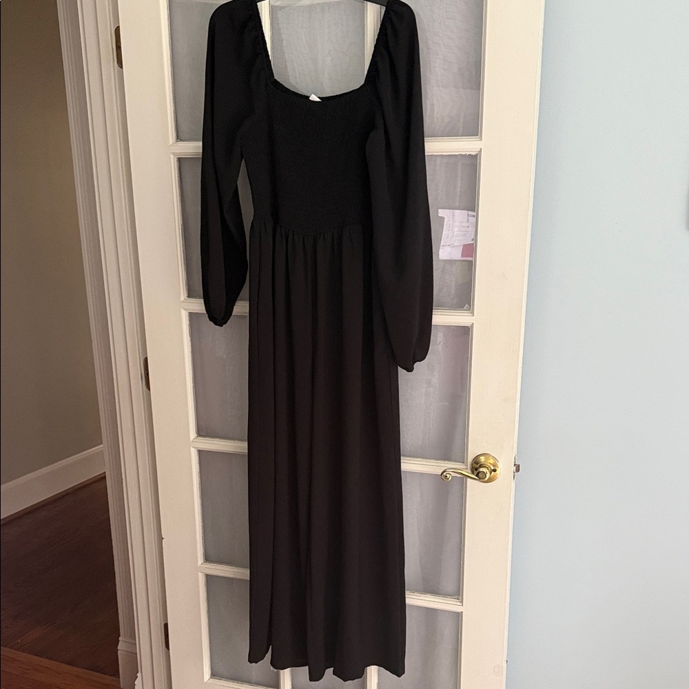 Elegant Black Long Sleeve Wide Leg Jumpsuit